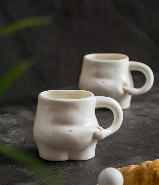 Tasse à Café en Céramique - Design Original "Pince le Ventre"