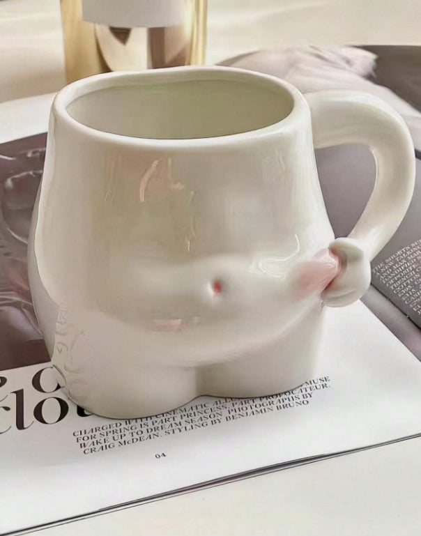 Tasse à Café en Céramique - Design Original "Pince le Ventre"