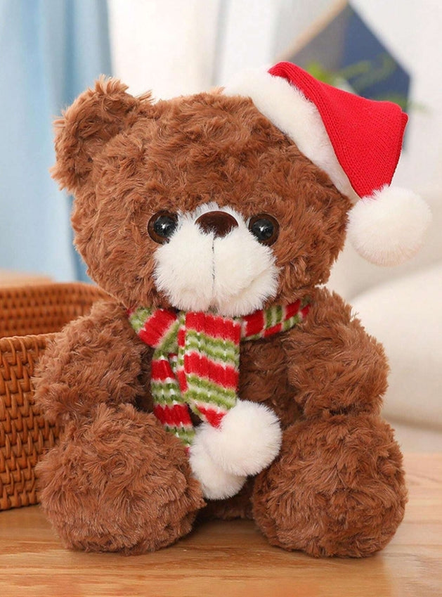 Adorables Peluches Ourson de Noël - ( Peluche 23cm, Peluche 28cm) Peluche Marron, Beige et Blanc