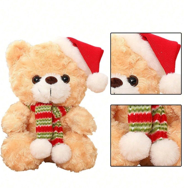 Adorables Peluches Ourson de Noël - ( Peluche 23cm, Peluche 28cm) Peluche Marron, Beige et Blanc