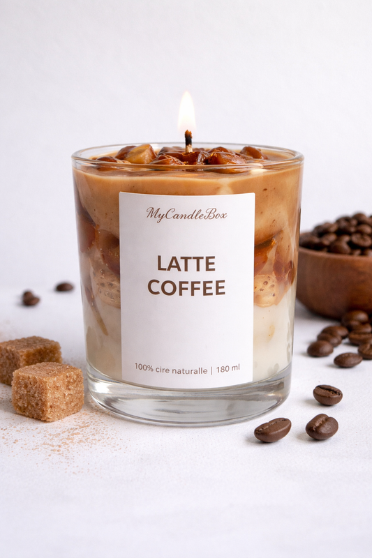 Bougie Ice Latte Café | Ice Latte Candle Coffee | Bougie parfumée | Cire de soja naturelle & Cire gel | Drink Candle