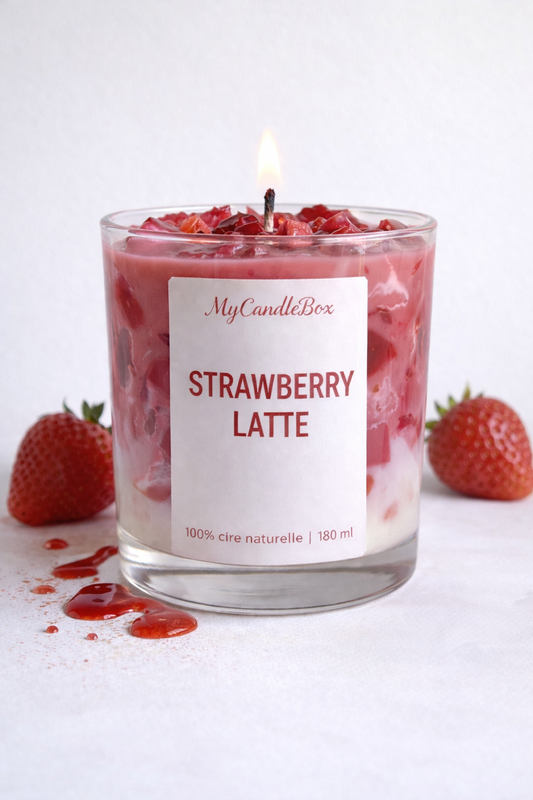 Bougie Ice Latte Fruits Rouges | Ice Latte Candle Forest Berry | Bougie parfumée | Cire de soja naturelle & Cire gel | Drink Candle