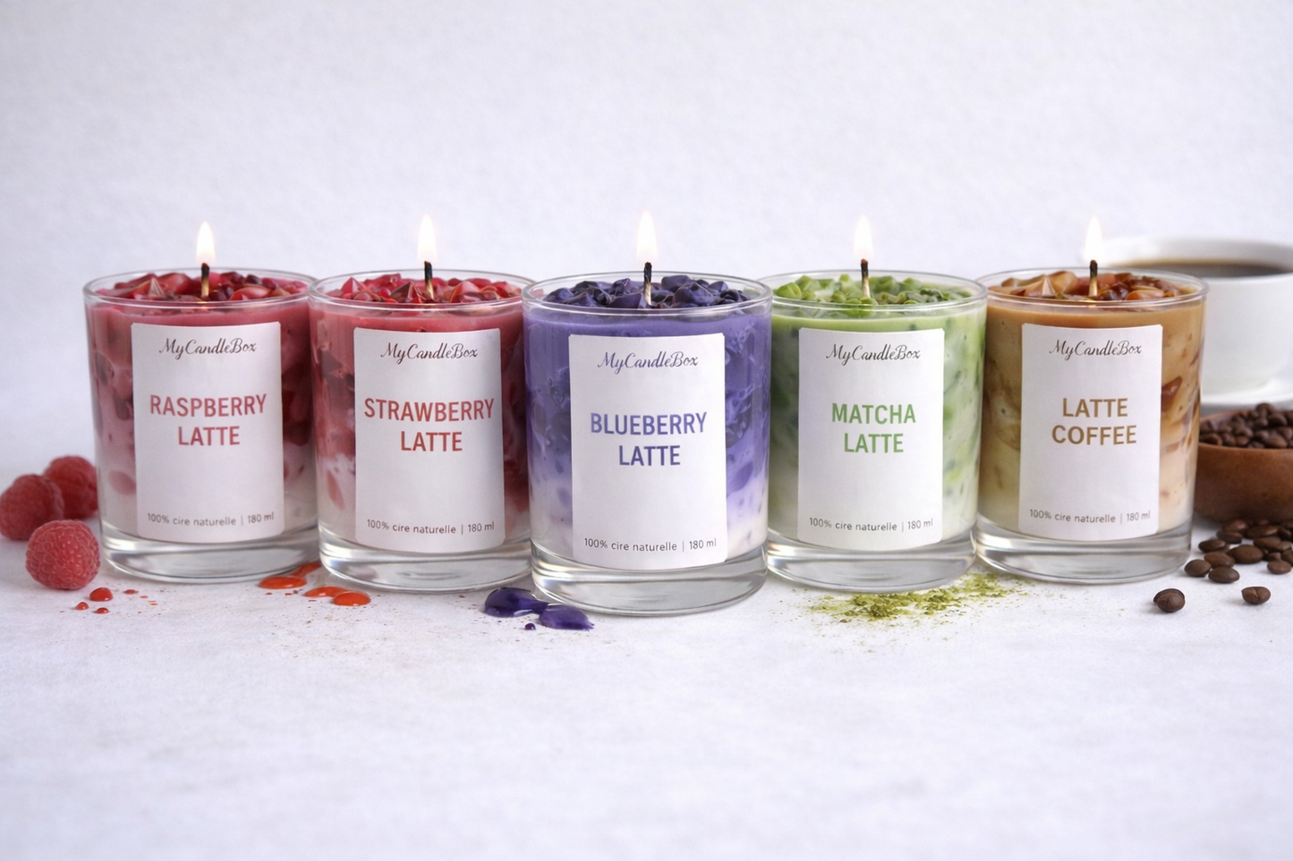Bougie Ice Latte Myrtille | Ice Latte Candle Blueberry | Bougie parfumée | Cire de soja naturelle & Cire gel | Drink Candle