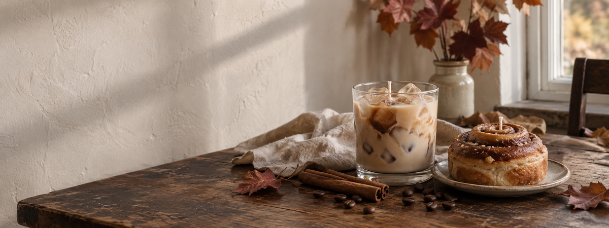 Bougies gourmandes artisanales MyCandleBox dans une ambiance d’automne naturelle